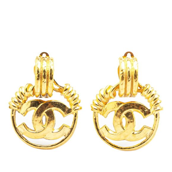 Vintage Chanel Coco Mark Earrings, Gold Plated, Women's, CHANEL - Picture 1 of 4